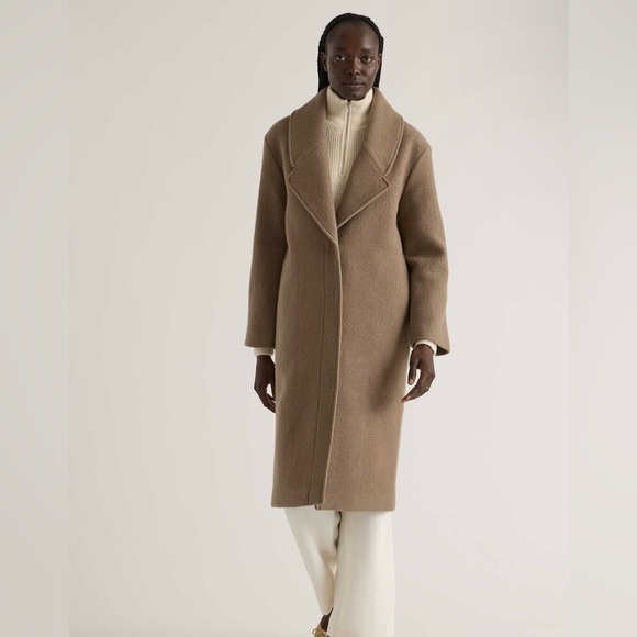 Quince Jackets & Blazers - Quince 100% Merino Wool Shawl Collar Long Coat XS NWOT Heather Elm